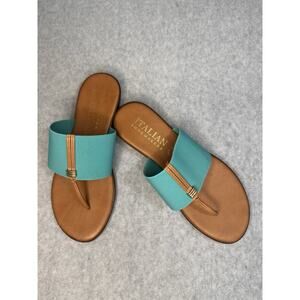 Italian Shoemaker Sandals Size 7.5 Teal Made in Italy